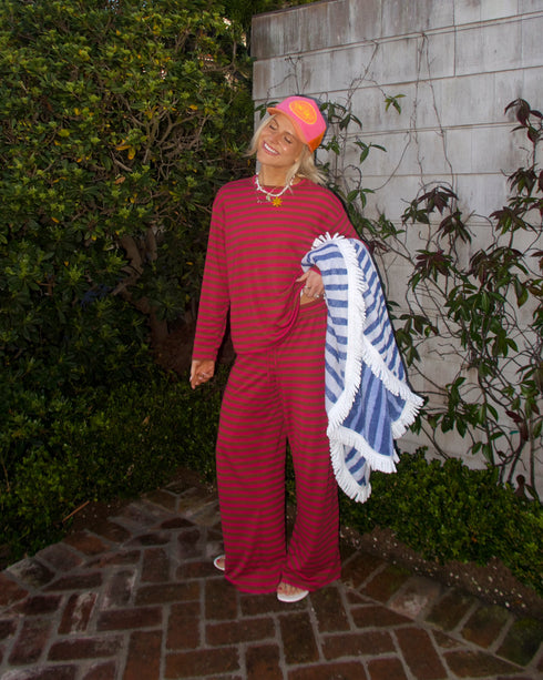 Beach Bum Striped Set // Sunset Pink